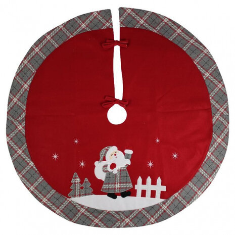 kerstboomrok kerstman 90 cm polyester grijs/rood