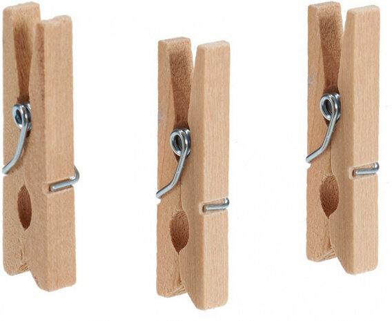 miniwasknijpers 3,5 cm hout naturel 25 stuks
