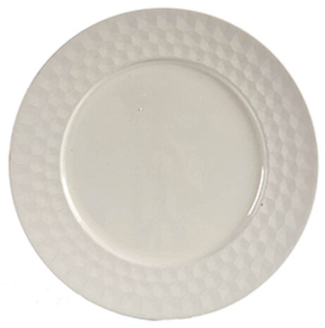 decoratieschaal reli&euml;f 33 x 2 cm wit