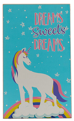 schilderij Unicorn 24 x 40 x 0,9 cm hout blauw