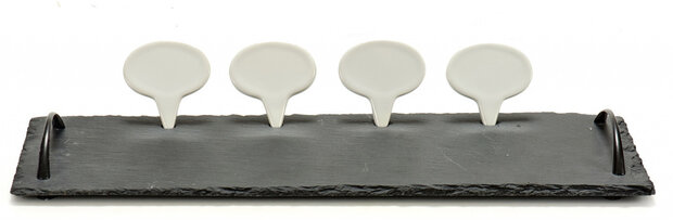 tapasset 15 x 45 x 4 cm steen zwart/wit 5-delig