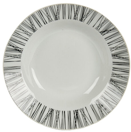 soepbord Rayas 20,6 x 4 cm porselein wit/zwart