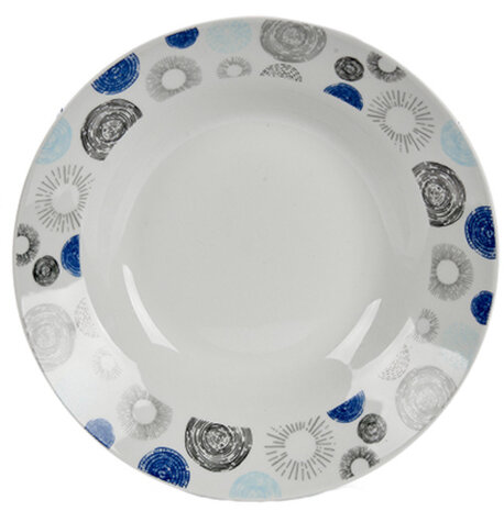 soepbord Circulos 20,6 x 4 cm porselein wit/blauw