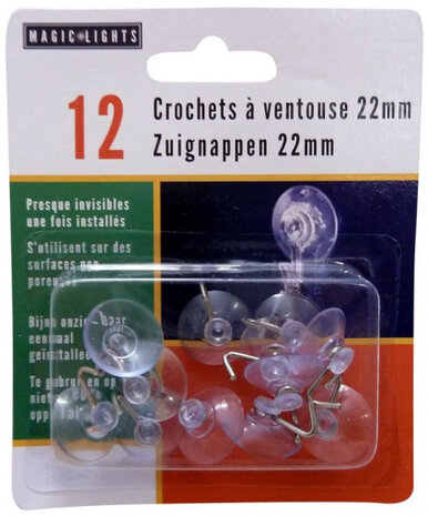 zuignappen 22 mm transparant 12 stuks