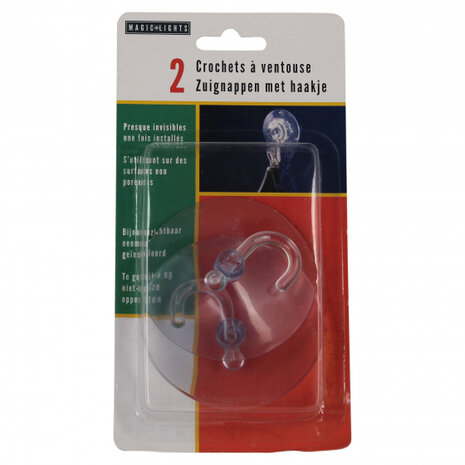 zuignappen met clip 8 cm transparant 2 stuks