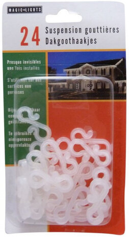 dakgoothaakjes 3 x 1 cm transparant/wit 24 stuks