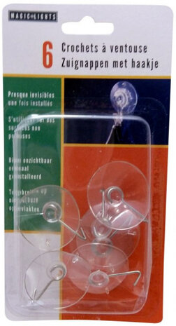 zuignappen met haakje 32 mm transparant 6 stuks