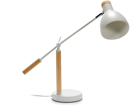 bureaulamp led 59 x 15 x 52 cm bamboe/staal wit