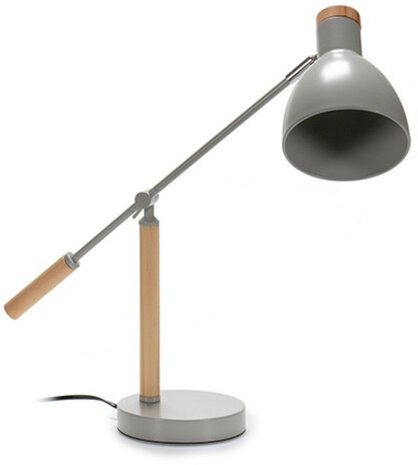 bureaulamp led 59 x 15 x 52 cm bamboe/staal grijs