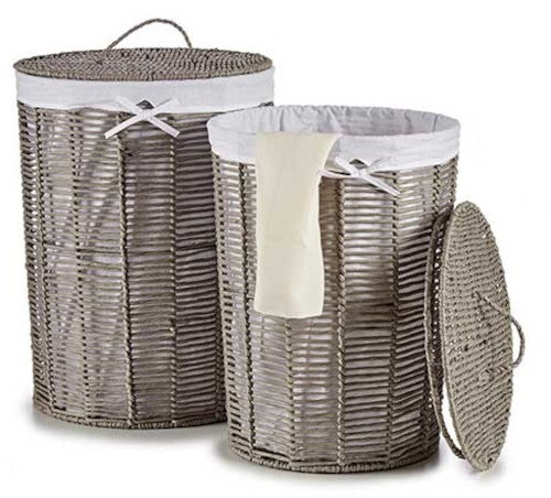 wasmand 44 x 44 x 56 cm riet grijs 2 stuks