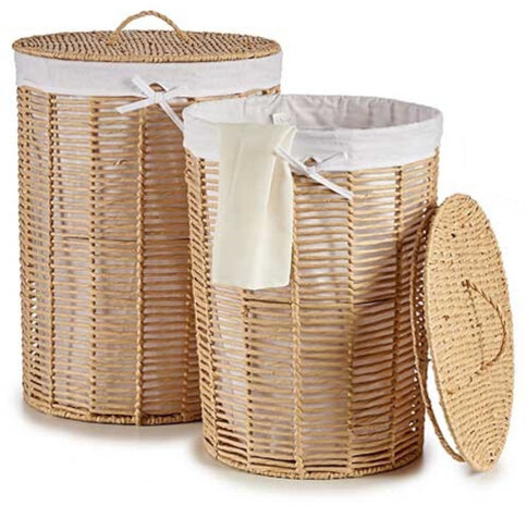 wasmand 44 x 44 x 56 cm riet naturel 2 stuks