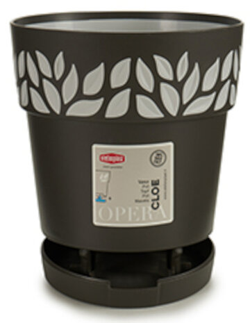 bloempot Cloe 15 x 15 cm waterreservoir zwart