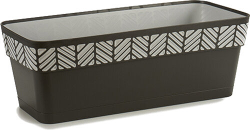 bloembak Orfeo 49,5 x 18 cm waterreservoir zwart