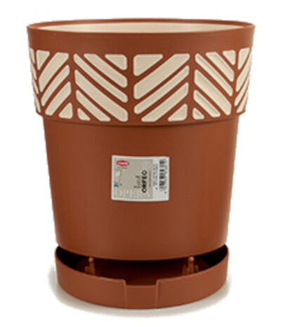 bloempot Orfeo 29 x 29 cm waterreservoir bruin