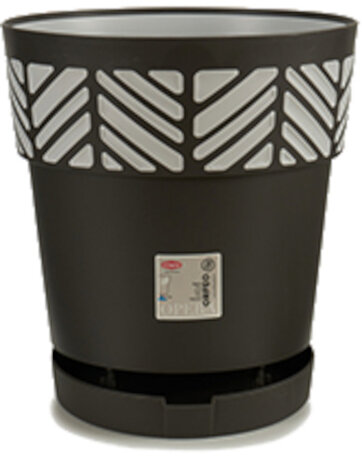 bloempot Orfeo 25 x 25 cm waterreservoir zwart