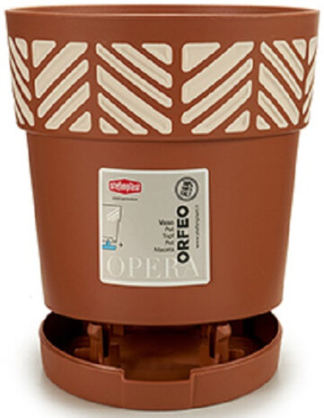 bloempot Orfeo 15 x 15 cm waterreservoir bruin