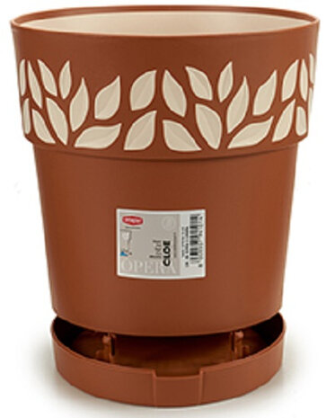 bloempot Cloe 25 x 25 cm waterreservoir bruin