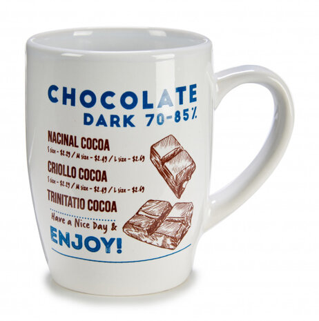mok Chocolate Dark 350 ml porselein wit/blauw
