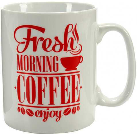 koffiemok Fresh Morning 500 ml porselein rood/wit