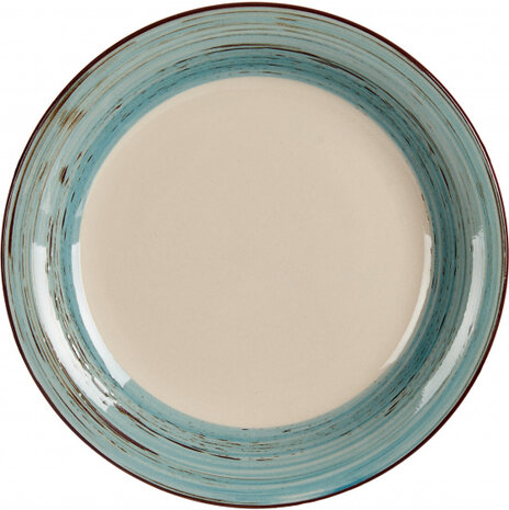 dessertbord 19 cm steenwerk cr&egrave;me/lichtblauw/bruin