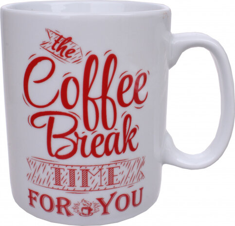 koffiemok Coffee Break 500 ml porselein rood/wit