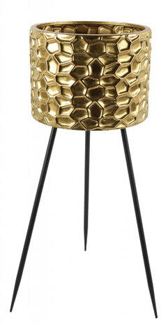 bloempot Jetson 46,5 x 85 cm staal goud/zwart
