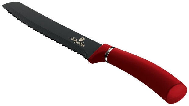 broodmes Burgundy 20 cm RVS zwart/rood