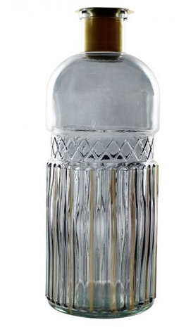 decoratiefles 9 x 24 cm glas transparant/grijs