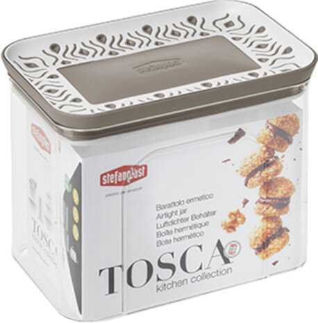 bewaardoos Tosca 1200 ml transparant/taupe/wit