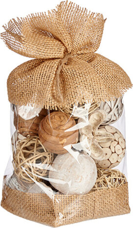 decoratieballen riet/hout naturel 10-delig
