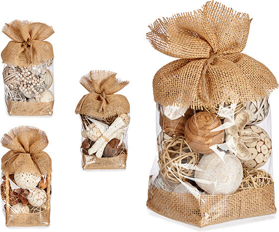 decoratieballen riet/hout naturel 10-delig