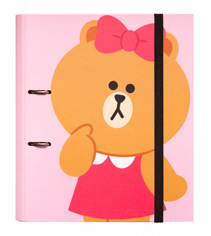 ringbandmap Beertje 2-rings A4 karton roze