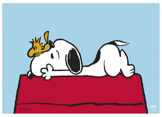 bureauonderlegger Snoopy 34,5 x 49,5 cm PVC blauw