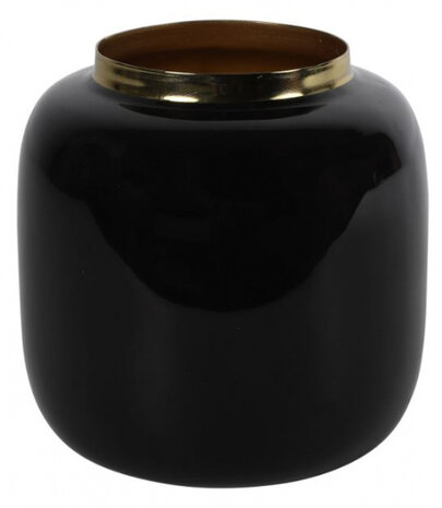 vaas Madras 13 x 12 cm staal zwart/goud