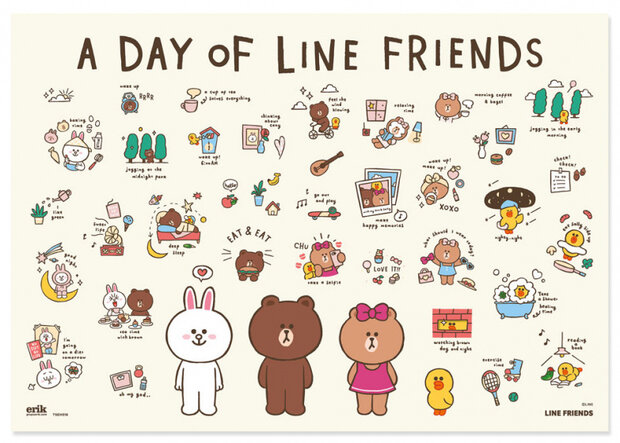 bureauonderlegger Line Friends 49,5 cm PVC groen