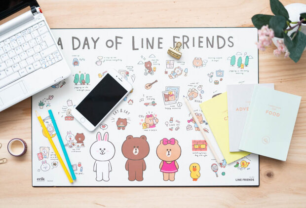bureauonderlegger Line Friends 49,5 cm PVC groen