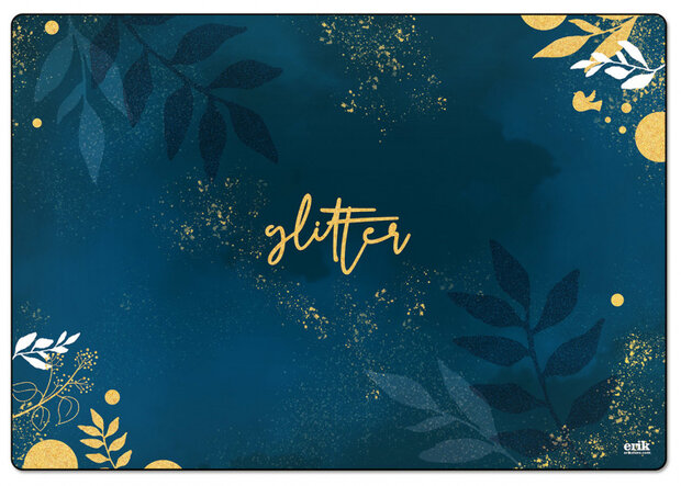 bureauonderlegger Glitter 34,5 x 49,5 cm PVC blauw