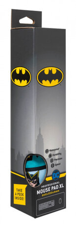 muismat Batman 80 x 35 cm textiel blauw/geel