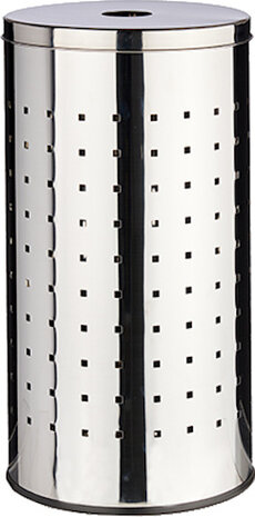 wasmand 35 liter 30 x 55 cm RVS/rubber zilver
