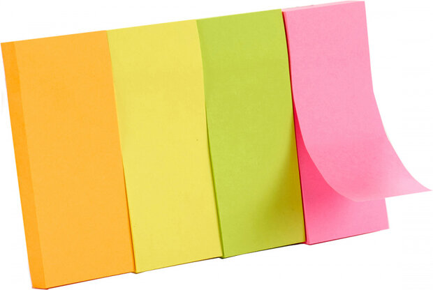 sticky notes 14 cm geel/roze/groen/oranje 100-delig