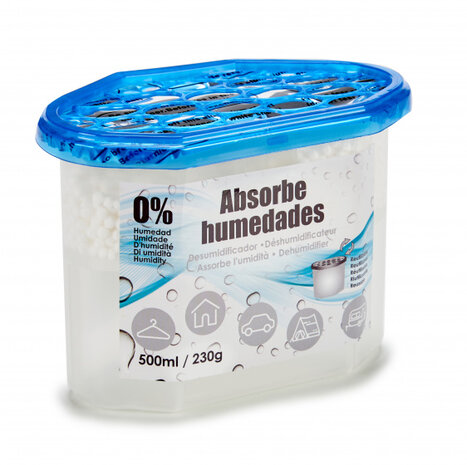 luchtontvochtiger 500 ml 230 gram transparant/blauw