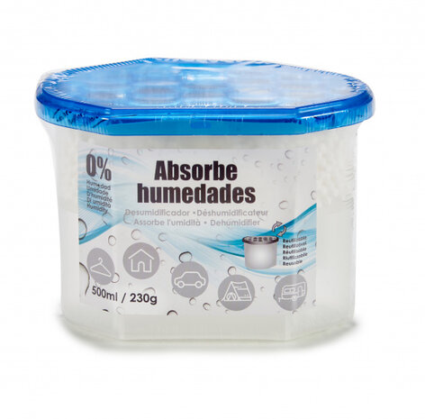 luchtontvochtiger 500 ml 230 gram transparant/blauw