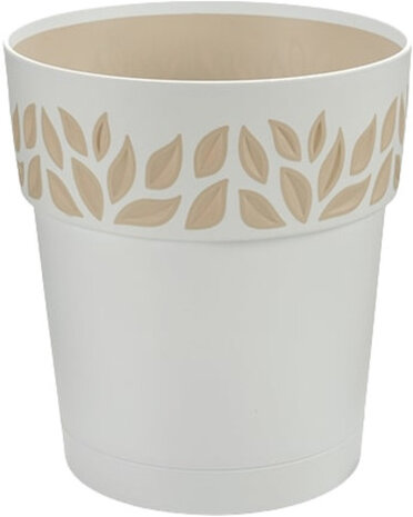 bloempot Cloe 1,5 liter 15 x 15 cm wit/beige