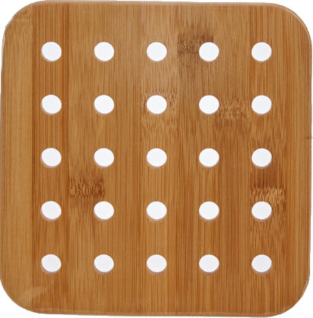 onderzetter gaten 19 x 19 cm bamboe naturel