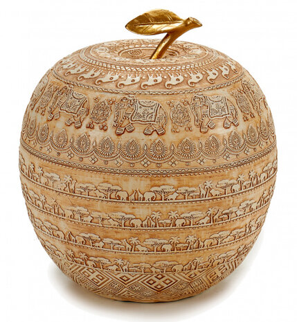 tafeldecoratie Appel  20 x 20 cm hars naturel/goud