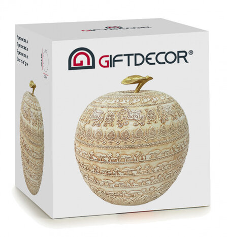 tafeldecoratie Appel  20 x 20 cm hars naturel/goud