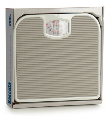 weegschaal analoog 130 kg 24 x 27 x 4 cm grijs
