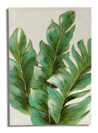 wanddecoratie blad rechts 50 x 70 cm canvas groen