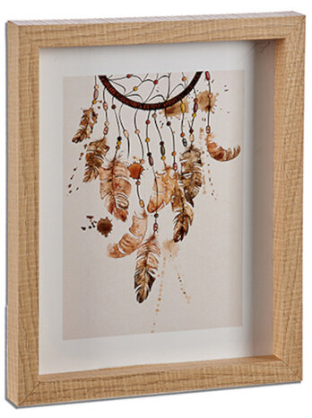 fotolijst verenketting 27 x 22 cm hout bruin/wit