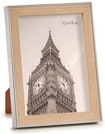 fotolijst 18 x 13 cm glas/hout zilver/bruin